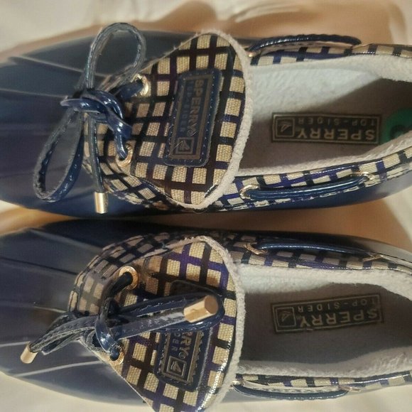 Sperry Topsider Navy Dark Blue Checkered Waterproo - Picture 9 of 11